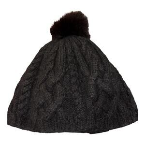 Eugenia Kim Black Baby Alpaca Beanie with Pom Pom